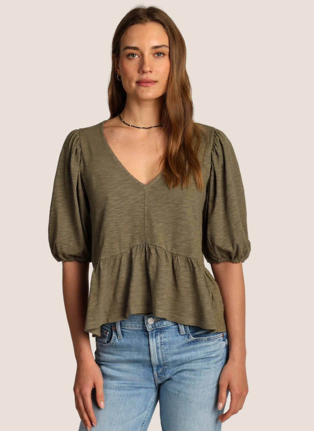 Gemma Cotton Slub Peplum Top