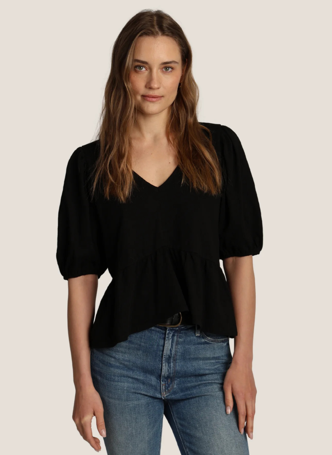 Gemma Cotton Slub Peplum Top