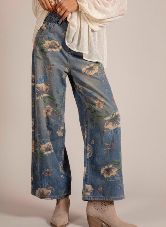Pioneer's Petals Printed Floral Denim