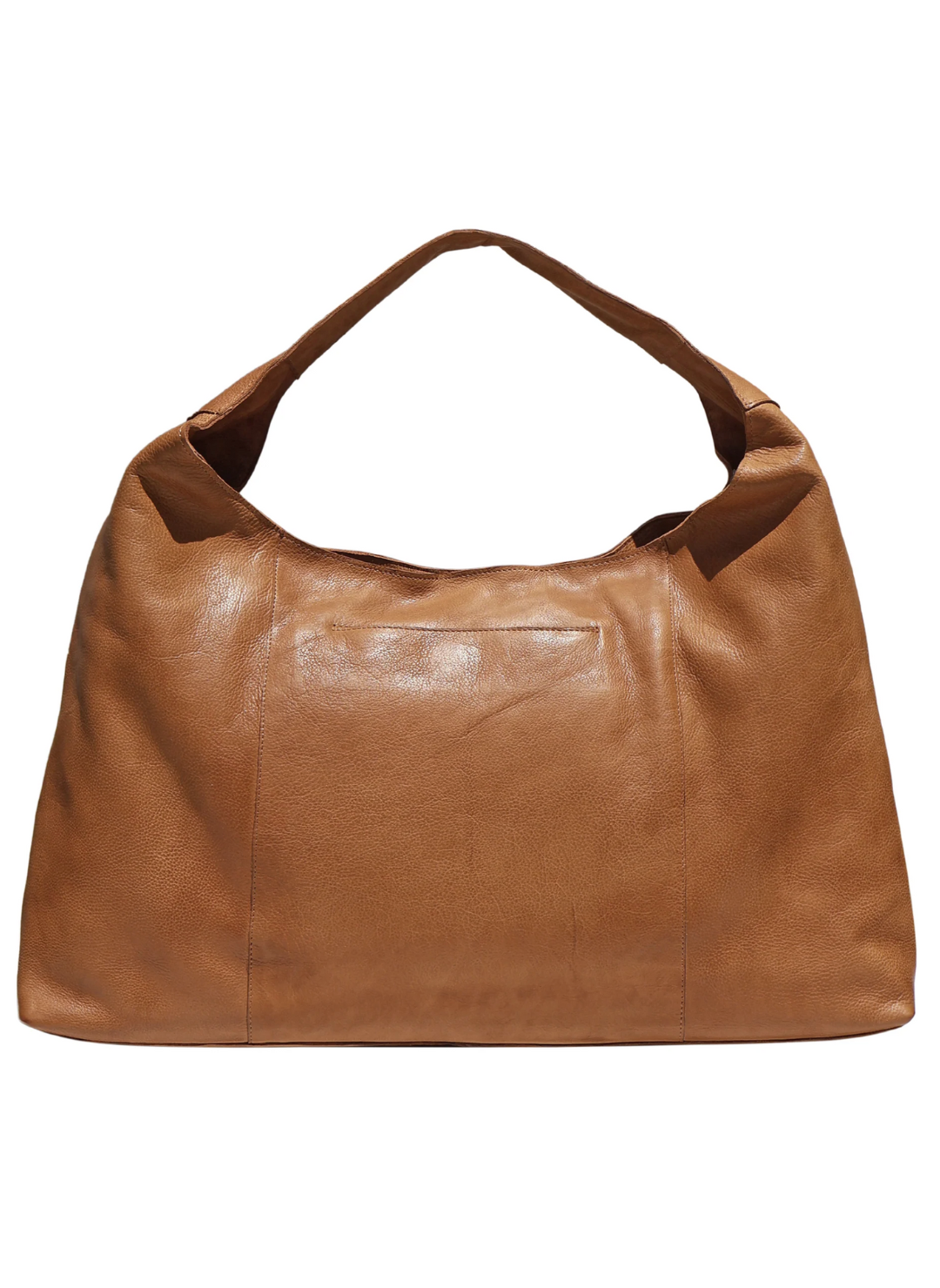 Back view of the Latico Lindsey Laser Cut Leather Tote with wide strap, magnetic closure, and hidden phone pocket