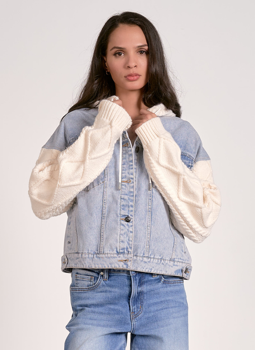 Elan Knitted Denim Hooded Jacket