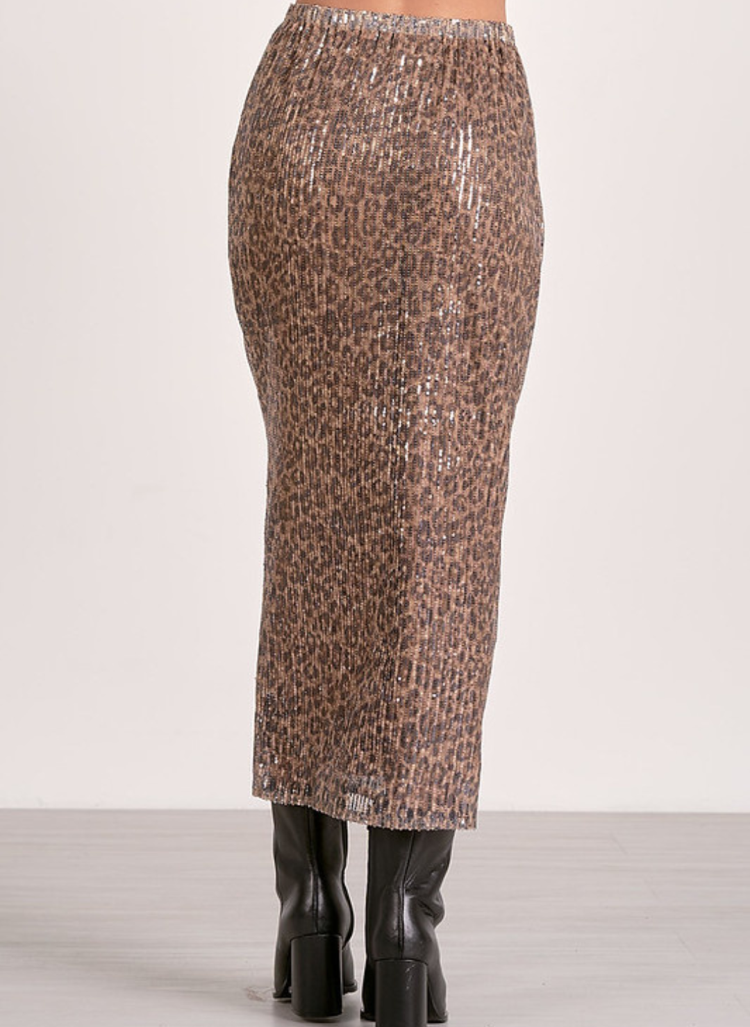 Elan Shay Cheetah Sequin Skirt