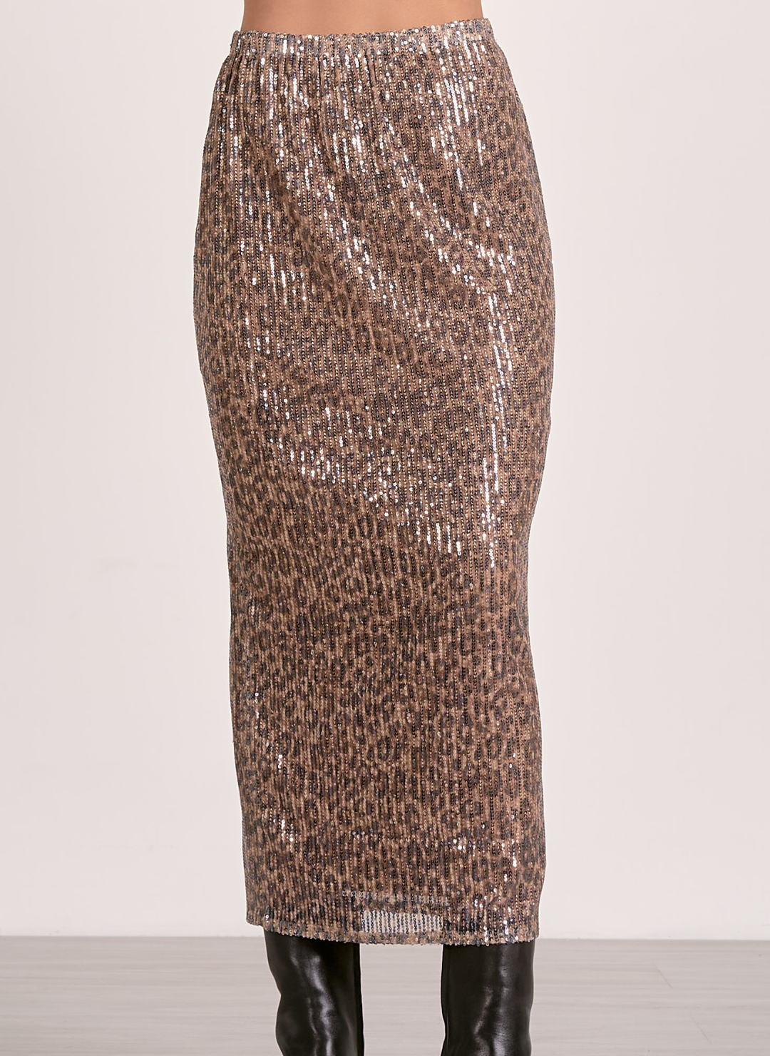 Elan Shay Cheetah Sequin Skirt