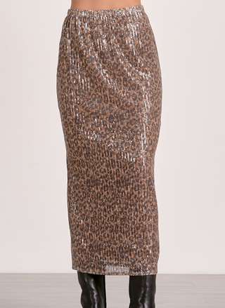 Elan Shay Cheetah Sequin Skirt