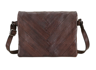 Latico Luca full grain leather crossbody handbag with herringbone flap design