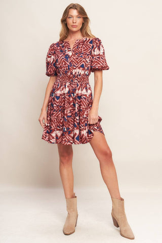 A printed woven mini dress - ID21505