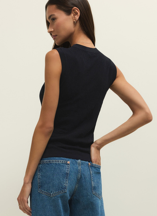 Back view of Z Supply Tibi Mesh Tank showing sleeveless fitted silhouette.