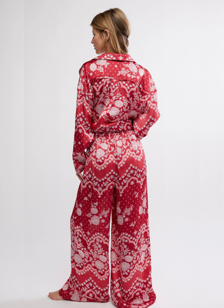 Free People Dreamy Days PJ Set – Cherry Combo with wide-leg pants and relaxed top (back view)