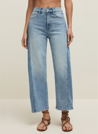 Z Supply Luna High Rise Crop in Medium Indigo front view with ankle-length fit.