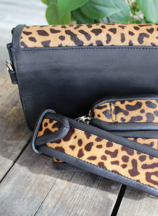 Back view of the Cheetah Purse and strap that attaches to the purse.