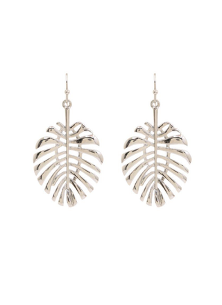 Leaf Metal Dangle Earring - Silver