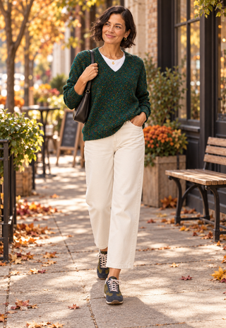White Stuff Textured V-Neck Sweater