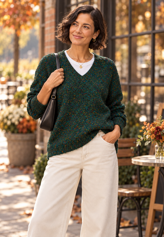 White Stuff Textured V-Neck Sweater