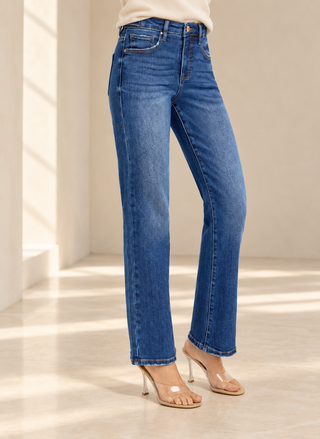 Risen Ankle Straight Adjustable Waist Jeans
