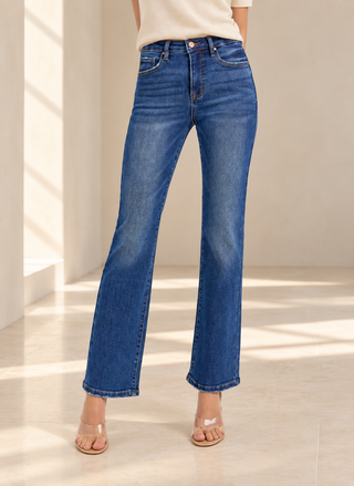 Risen Ankle Straight Adjustable Waist Jeans