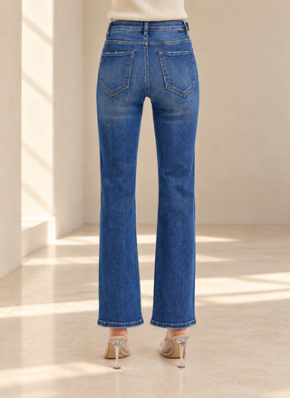 Risen Ankle Straight Adjustable Waist Jeans