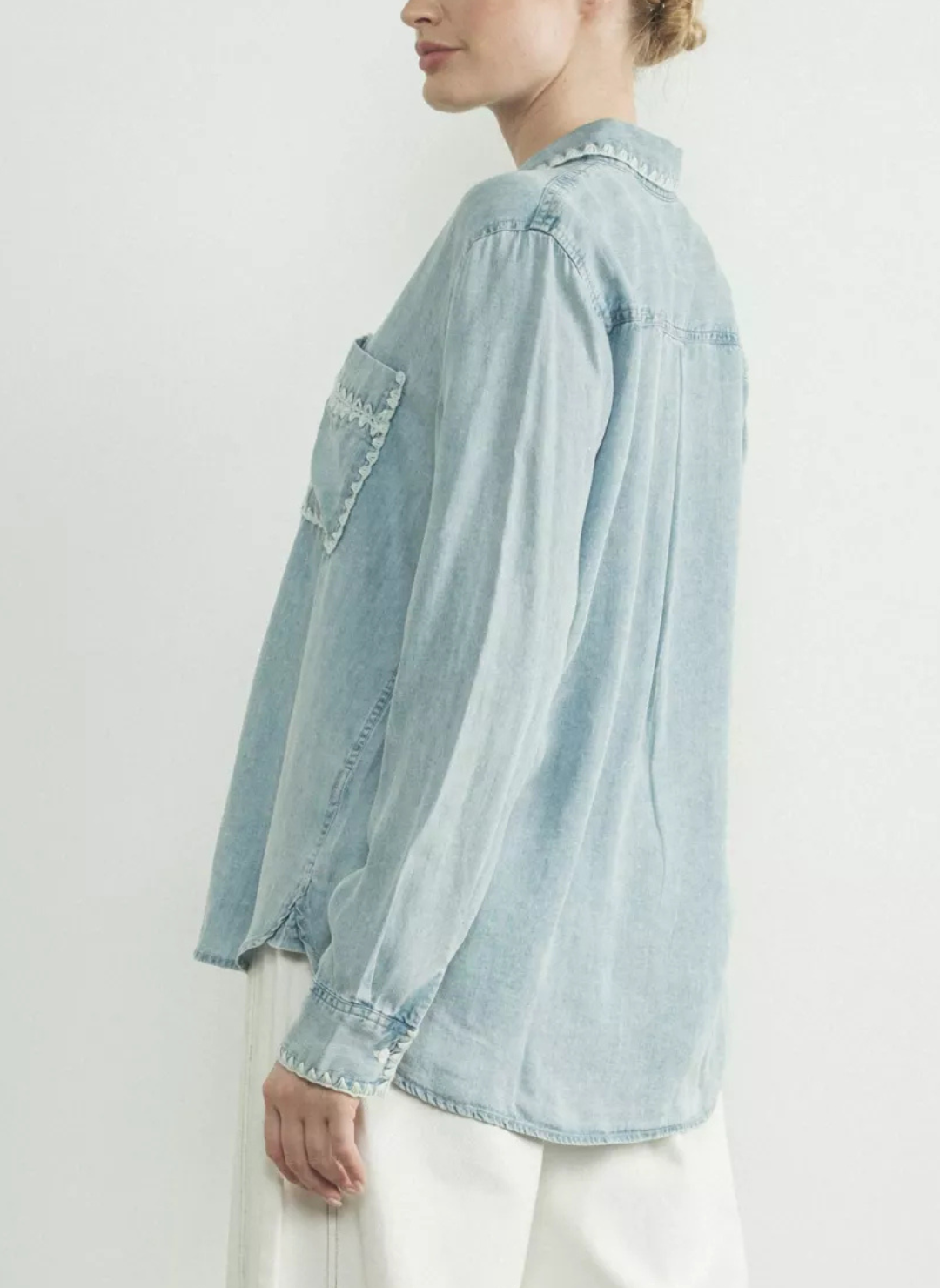 Dora Denim Shirt w/Embroidery Detail