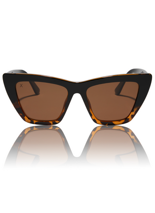 Front view of WINDSOR BLACK TORTOISE + BROWN POLARIZED sunglasses.