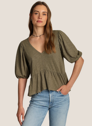 Gemma Cotton Slub Peplum Top