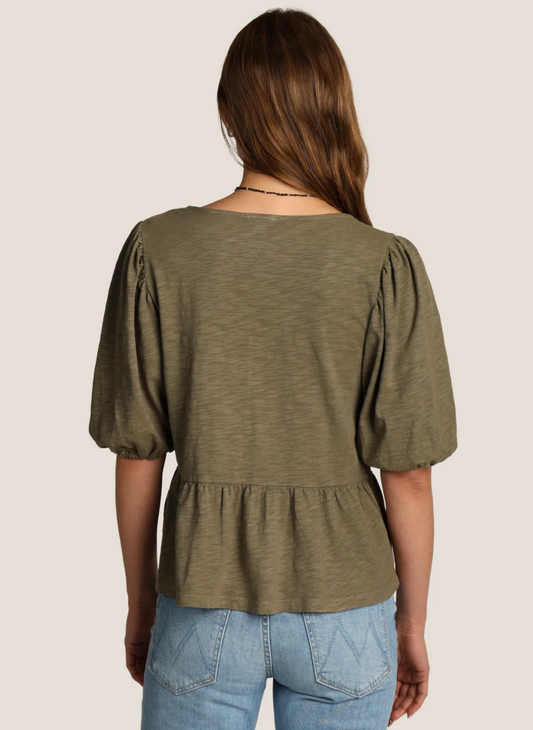 Gemma Cotton Slub Peplum Top