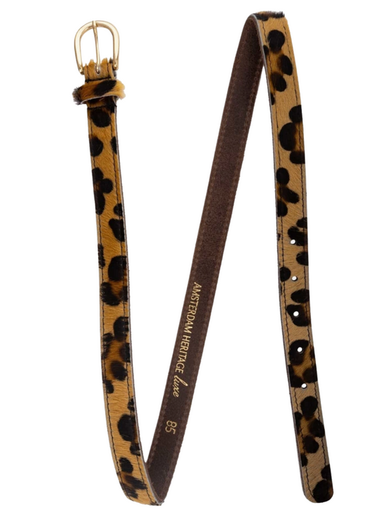 Dania Leopard Skinny Leather Belt