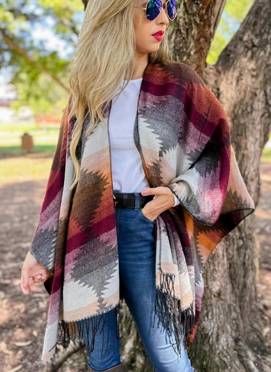 Saddle Up Southwest Wrap Cardi w/Tassles