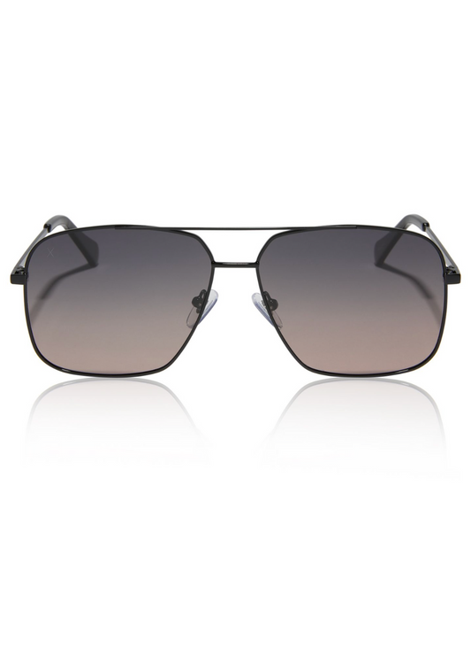 Image shows the orchid gradient polarized glasses with rounded rectangular frames.