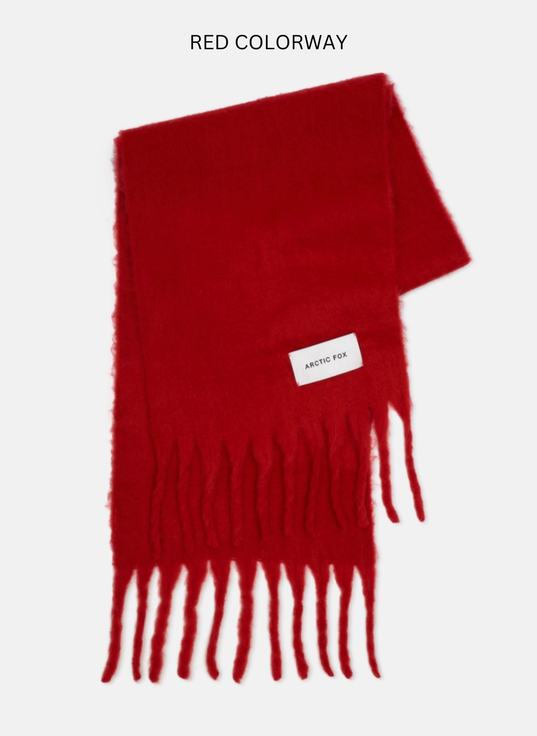 Image shows red colored scarf.