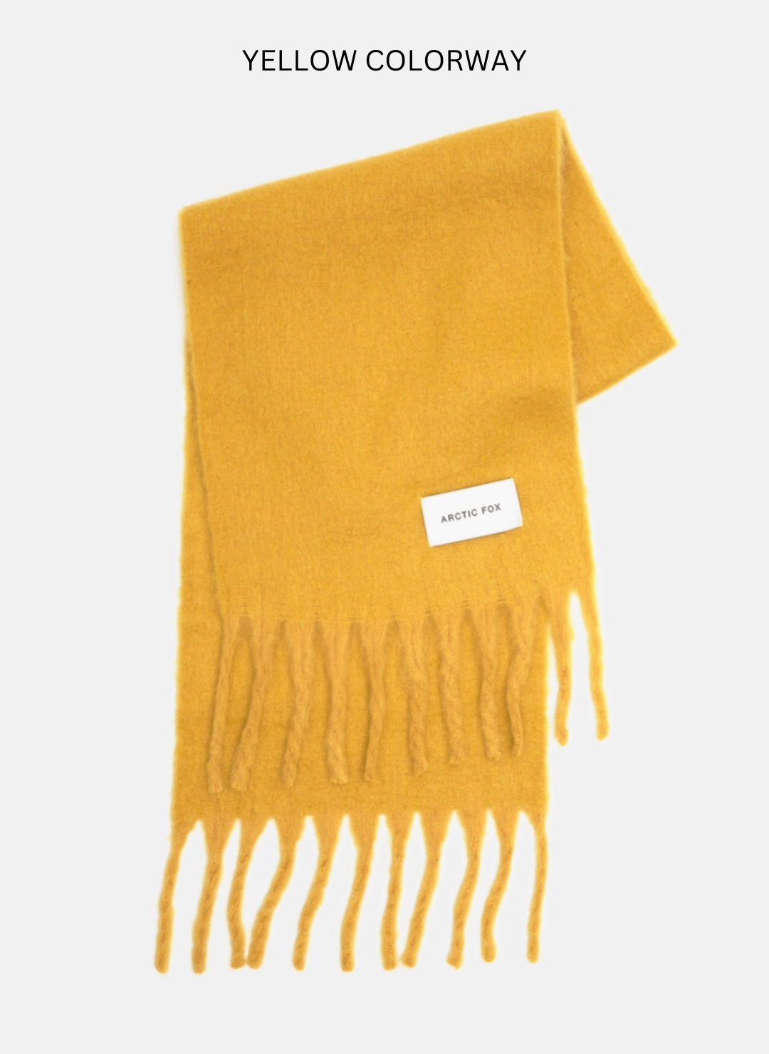 Image shows yellow colored Arctic fox scarf.