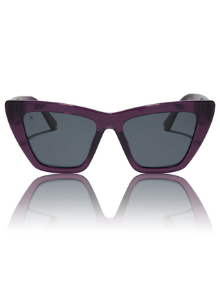 Image shows front view of Windsor Purple and Grey Polarized Sunglasses.