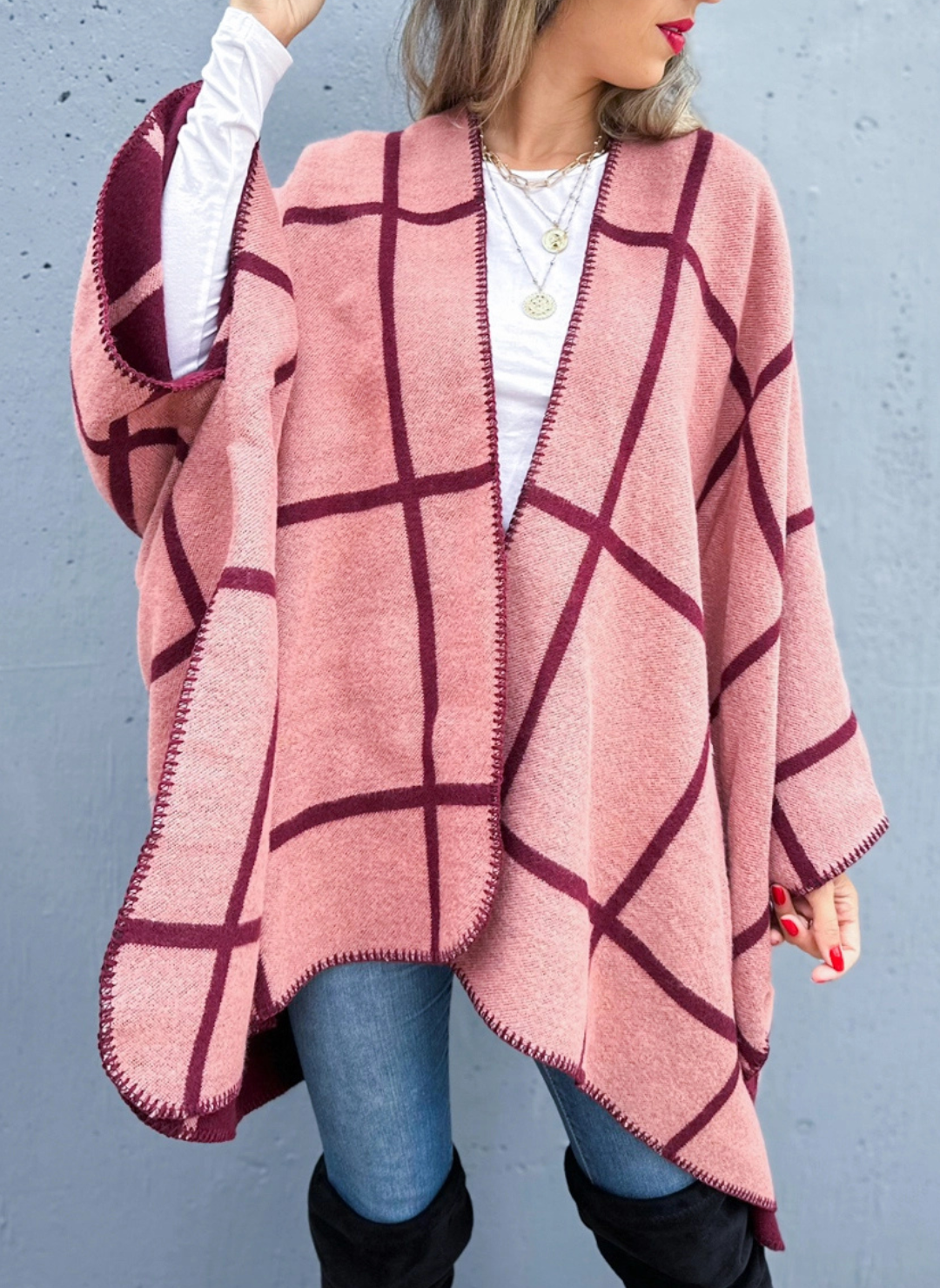 Reversible Grid Cardigan