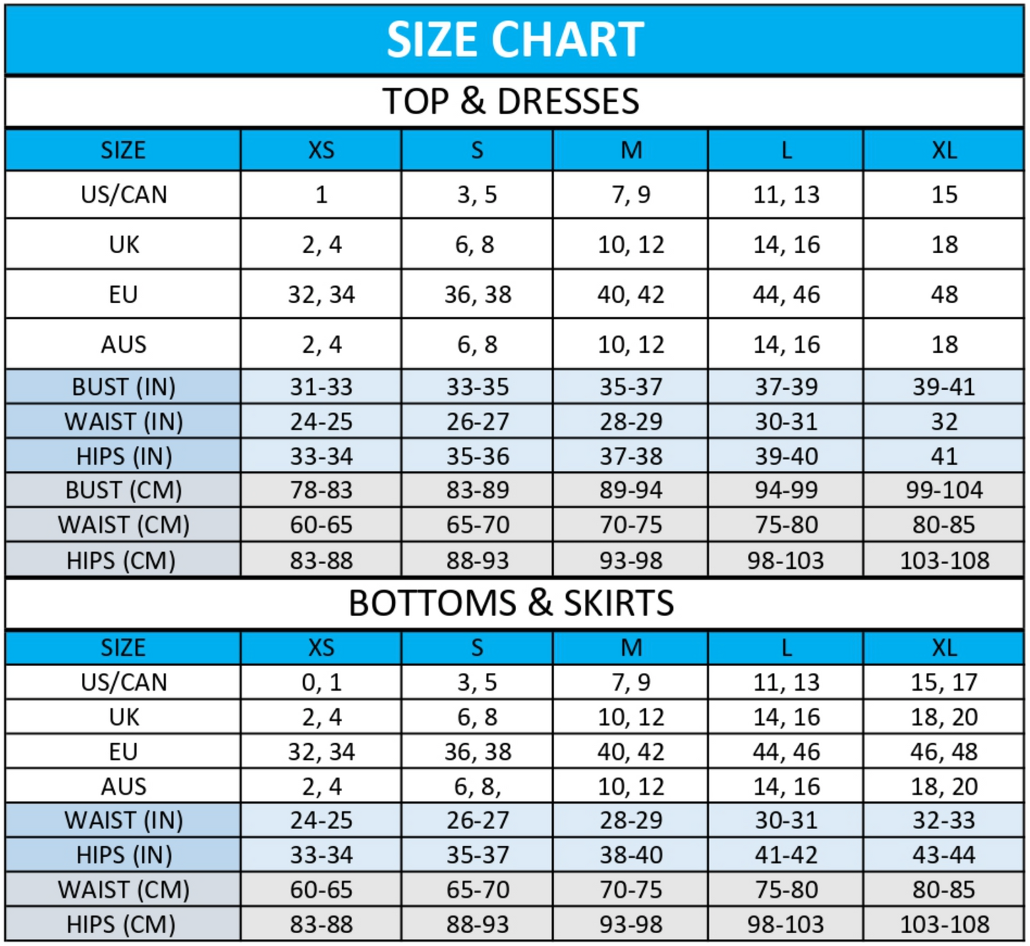 Size chart for Paint Me Pretty Pant