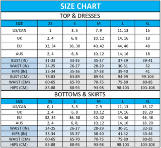 Size chart for Paint Me Pretty Pant