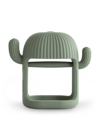 Mushie No-Drop Silicone Cactus Teether in Dried Thyme on a white background