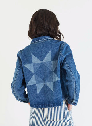 Porter Blue Cottage Shacket, indigo organic cotton denim shirt jacket - August Boutique