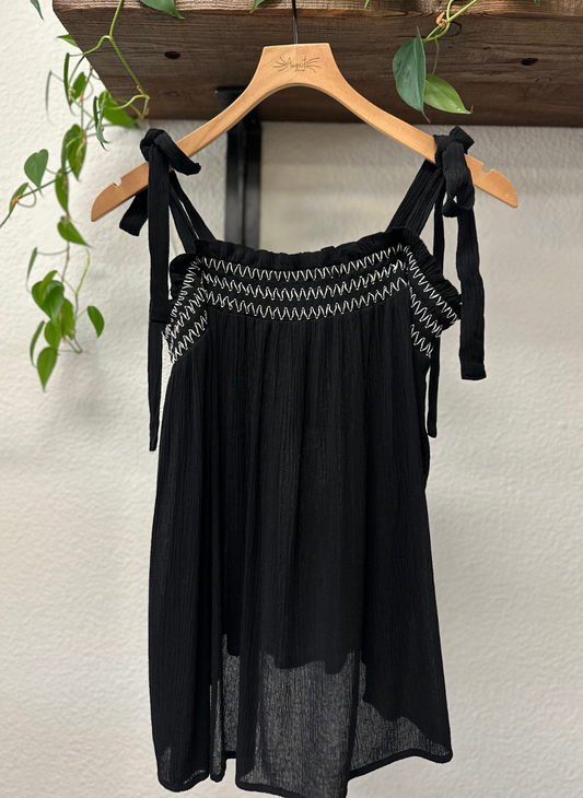 Lovestitch Trina Tie Tank Smocked Top
