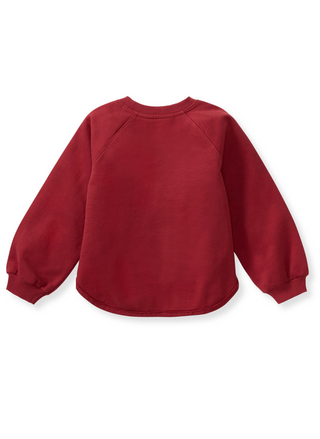 Back view of Believe Sweatshirt from Burt's Bees in red with white background.