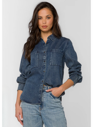 Dream Denim Tencel Button-Up Long Sleeve Shirt