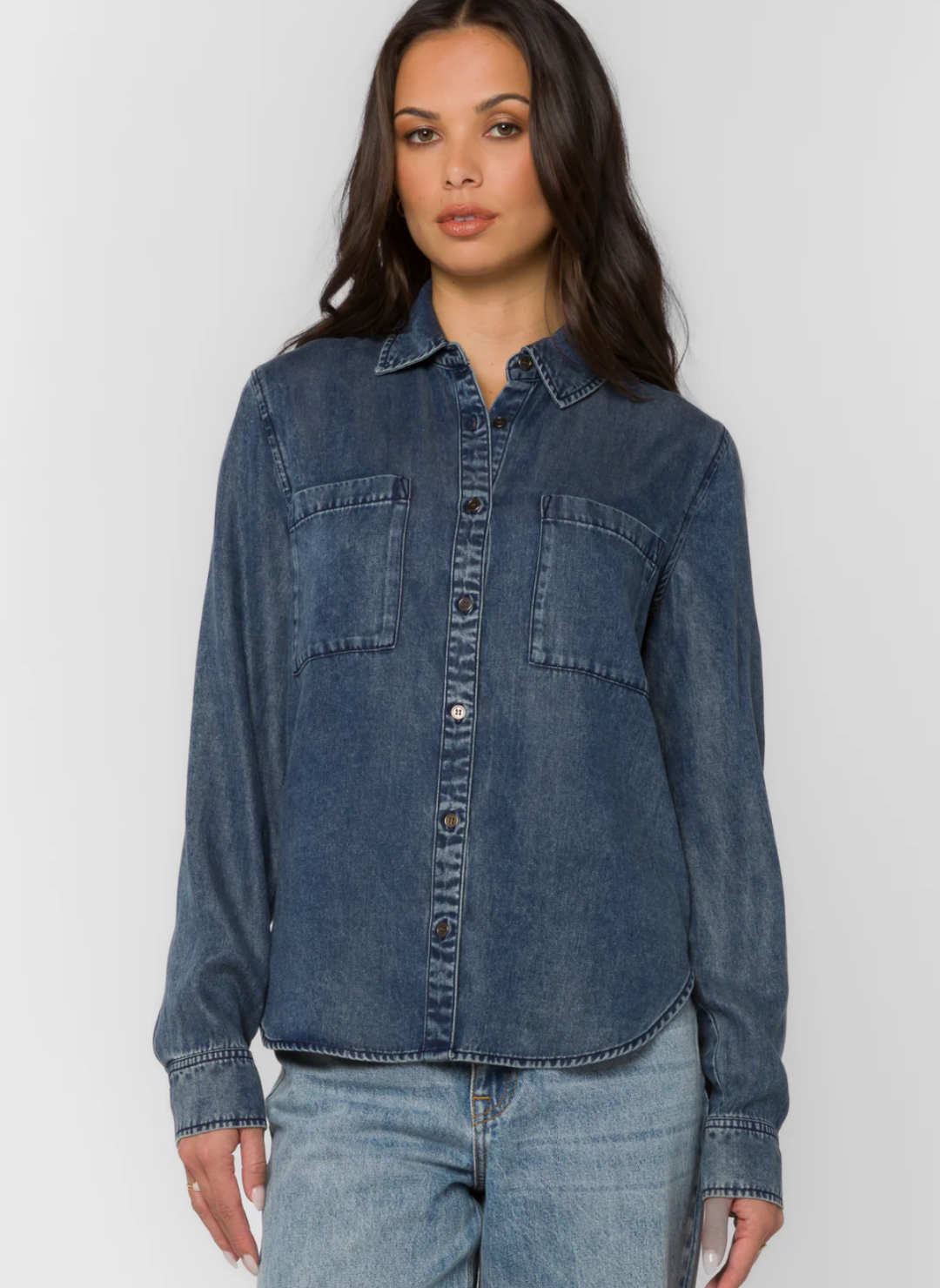 Dream Denim Tencel Button-Up Long Sleeve Shirt