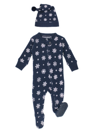 L’ovedbaby Organic Onesie & Cap Thermal Set - Snowflake