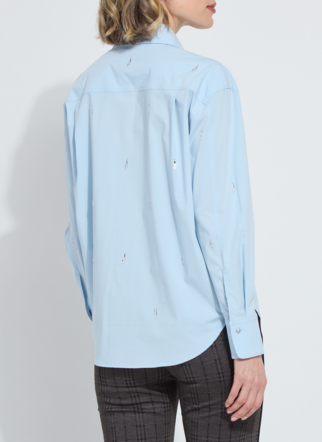 Back view of Lyssé Skye Crystal Embellished Shirt with allover crystal accents