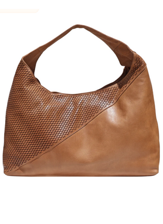 Latico Lindsey Laser Cut Leather Tote with wide strap, magnetic closure, and hidden phone pocket