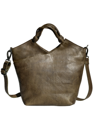 Latico Nash Leather Bag in Moss green with knotted handles and crossbody strap