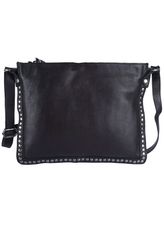 Black Latico Gabriel Leather Crossbody Bag with studded trim, front view