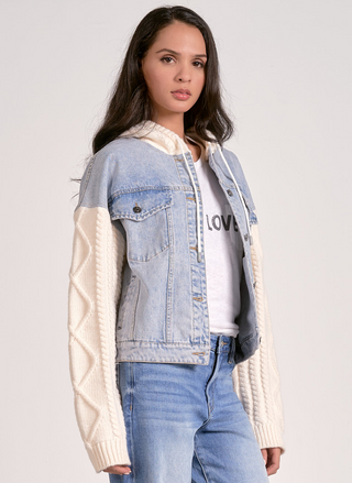 Elan Knitted Denim Hooded Jacket