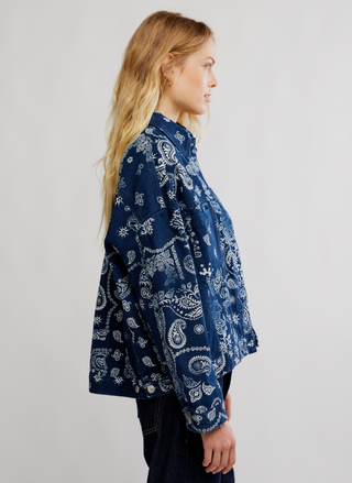 Free People Opal Swing Printed Denim Jacket