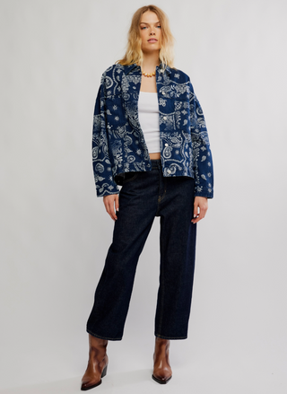 Free People Opal Swing Printed Denim Jacket