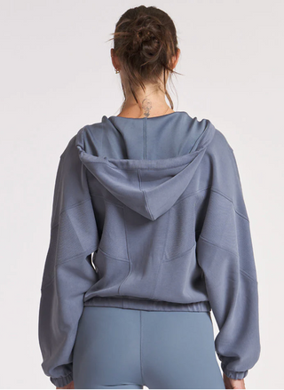 Thrive Société Ultraluxe Oversized Hoodie back view with hood and ribbed detail