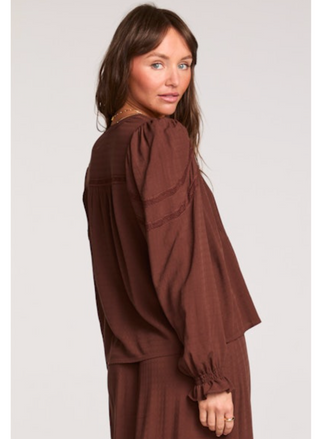 Saltwater Luxe Chocolate Long Sleeve Blouse