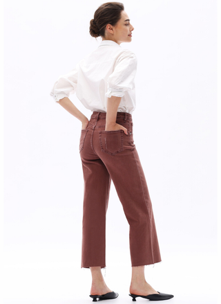 Bayeas Coffee Break Wide Leg Crop Denim in Cappuccino